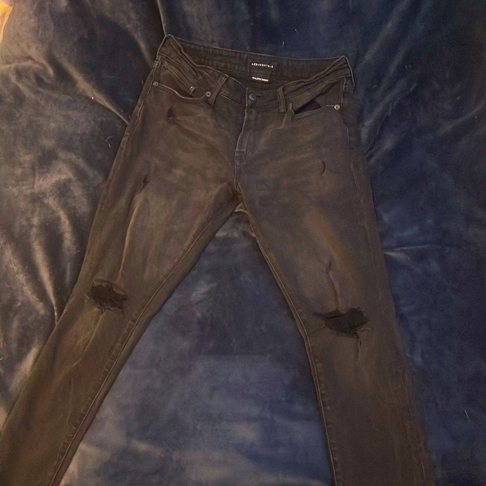 Aeropostale jeans ripped athletic skinny 29 x 32 black